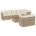 Set de sofás de jardín 9 pzas con cojines ratán sintético beige