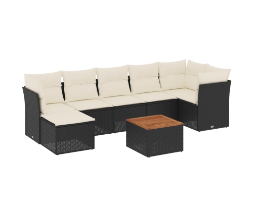 Set de sofás de jardín 8 piezas y cojines ratán sintético negro