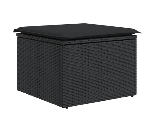 Set de sofás de jardín 8 piezas y cojines ratán sintético negro
