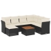 Set de sofás de jardín 8 piezas y cojines ratán sintético negro