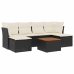 Set de comedor de jardín 7 pzas y cojines ratán sintético negro
