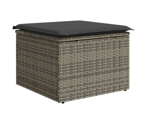 Set de sofás de jardín 8 pzas y cojines ratán sintético gris