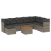 Set de muebles de jardín 9 pzas y cojines ratán sintético gris