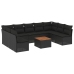 Set de sofás de jardín 10 pzas cojines ratán sintético negro