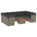 Set de sofás de jardín 10 pzas con cojines ratán sintético gris