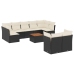 Set de sofás de jardín 10 pzas cojines ratán sintético negro