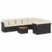 Set de sofás de jardín 10 pzas cojines ratán sintético negro