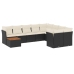 Set de sofás de jardín 10 pzas cojines ratán sintético negro