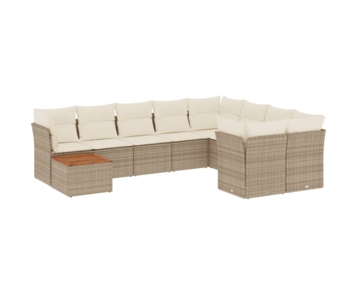 Juego de sofás jardín con cojines beige 10 pzas ratán sintético