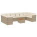 Set de sofás de jardín 11pzas con cojines ratán sintético beige