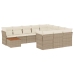 Set de sofás de jardín 11pzas con cojines ratán sintético beige