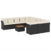 Set de sofás de jardín 12 piezas cojines ratán sintético negro