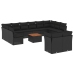 Set de sofás de jardín y cojines 13 pzas ratán sintético negro