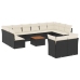 Set de sofás de jardín y cojines 13 pzas ratán sintético negro