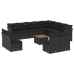 Set de sofás de jardín y cojines 13 pzas ratán sintético negro
