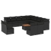 Set sofás de jardín 14 pzas con cojines ratán sintético negro