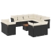 Set de sofás de jardín y cojines 12 pzas ratán sintético negro