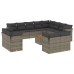 Set sofás de jardín con cojines 13 piezas ratán sintético gris