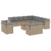 Set sofás jardín 14 pzas y cojines ratán sintético beige mezcla