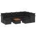 Set de sofás de jardín 10 pzas cojines ratán sintético negro