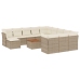 Set sofás de jardín con cojines 13 pzas ratán sintético beige