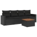 Set de muebles de jardín 5 pzas y cojines ratán sintético negro