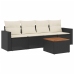 Set de muebles de jardín 5 pzas y cojines ratán sintético negro