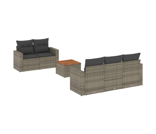 Set de muebles de jardín 6 pzas y cojines ratán sintético gris