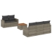 Set de muebles de jardín 6 pzas y cojines ratán sintético gris