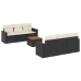 Set de comedor de jardín 7 pzas y cojines ratán sintético negro