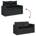 Set de comedor de jardín 7 pzas y cojines ratán sintético negro