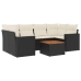 Set de comedor de jardín 7 pzas y cojines ratán sintético negro