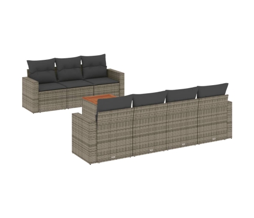 Set de sofás de jardín 8 pzas y cojines ratán sintético gris