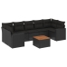 Set de sofás de jardín 8 piezas y cojines ratán sintético negro
