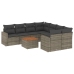 Set de muebles de jardín 9 pzas y cojines ratán sintético gris