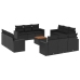 Set de sofás de jardín y cojines 13 pzas ratán sintético negro