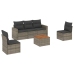 Set de muebles de jardín 6 pzas y cojines ratán sintético gris