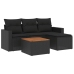 Set de muebles de jardín 5 pzas y cojines ratán sintético negro