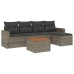Set de muebles de jardín 6 pzas y cojines ratán sintético gris