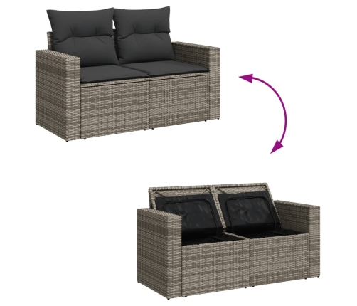 Set de muebles de jardín 6 pzas y cojines ratán sintético gris