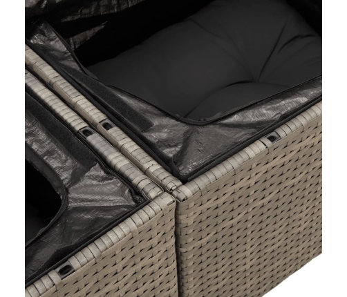 Set de muebles de jardín 6 pzas y cojines ratán sintético gris