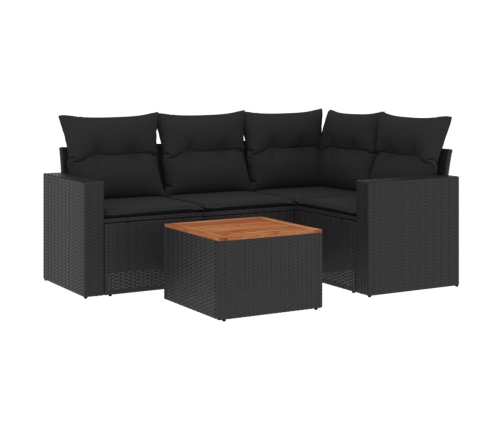 Set de muebles de jardín 5 pzas y cojines ratán sintético negro