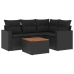 Set de muebles de jardín 5 pzas y cojines ratán sintético negro