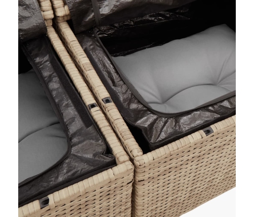 Juego de sofás jardín con cojines beige mezcla 8 pzas ratán PE