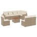 Set de sofás de jardín 9 pzas con cojines ratán sintético beige
