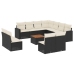 Set de sofás de jardín 12 piezas cojines ratán sintético negro