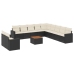 Set de sofás de jardín y cojines 12 pzas ratán sintético negro