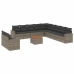 Set de sofás de jardín 12 pzas con cojines ratán sintético gris