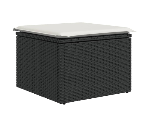 Set de comedor de jardín 7 pzas y cojines ratán sintético negro