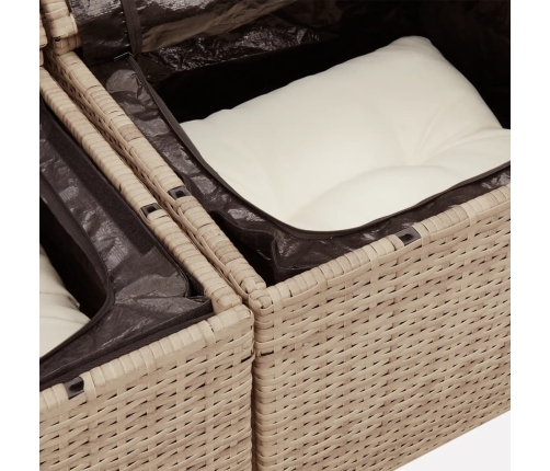 Set sofás de jardín 7 piezas y cojines ratán sintético beige